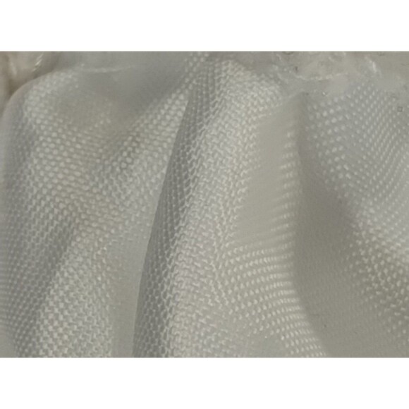 Wedding Dress Woman's White Netting Satin Buttons Pouf Sleeves Embroidered -flaw - Picture 7 of 12